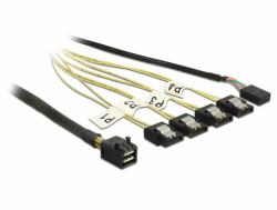 DeLOCK 1m, Mini SAS HD SFF-8643/4xSATA 7p Nero, Argento, Giallo (Delock ATA/SAS-kabel - 1 m)