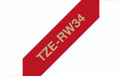 Brother TZE-RW34 nastro per etichettatrice Oro su rosso (TZE-RW34 LAMINATED TAPE,Genuine Ribbon Tape Cassette â Gold on Wine Red, 12mm wide)