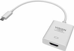 Vision TC-USBCHDMI adattatore grafico USB 3840 x 2160 Pixel Bianco (USB C to HDMI adaptor - plugs into USB C and has full-sized HDMI socket - maximum resolution 4k 30 hz - USB C 3.2 [m] to HDMI [f]...
