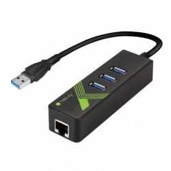 Techly Adattatore Convertitore USB3.0 Ethernet Gigabit con Hub 3 porte 