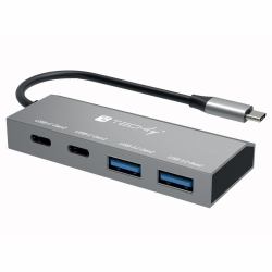 Techly IUSB32C-HUB4AC2 replicatore di porte e docking station per laptop Cablato USB 3.2 Gen 1 [3.1 Gen 1] Type-C Argento  - versione straniera