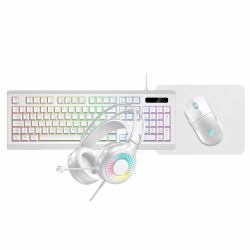 VIDA GAMER WHT 4IN1 USB KB MS HS KIT tastiera Mouse incluso Gaming QWERTY Inglese UK Bianco  - Versione UK