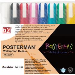 ZIG POSTERMAN Medium evidenziatore in gesso Nero, Blu, Verde, Azzurro, Rosa, Rosso, Bianco, Giallo 8 pz 